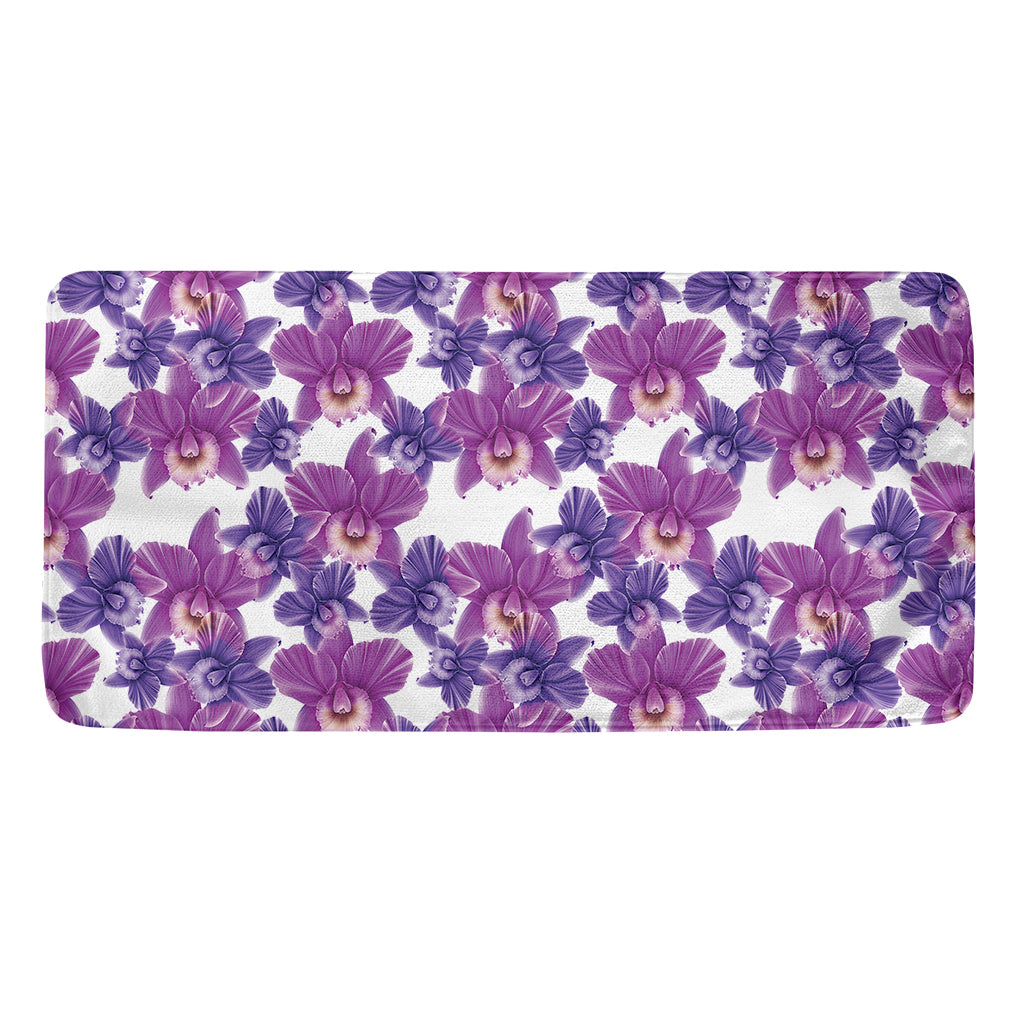 Purple Orchid Flower Pattern Print Towel