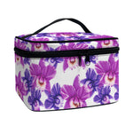 Purple Orchid Flower Pattern Print Travel Makeup Bag
