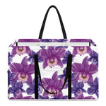 Purple Orchid Flower Pattern Print Utility Tote Bag