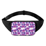 Purple Orchid Flower Pattern Print Waist Bag