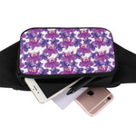 Purple Orchid Flower Pattern Print Waist Bag