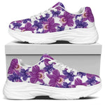 Purple Orchid Flower Pattern Print White Chunky Shoes