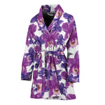 Purple Orchid Flower Pattern Print Women's Bathrobe