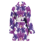 Purple Orchid Flower Pattern Print Women's Bathrobe