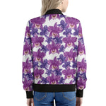 Purple Orchid Flower Pattern Print Women's Bomber Jacket