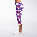 Purple Orchid Flower Pattern Print Women's Capri Leggings