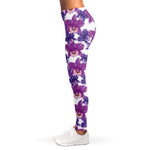 Purple Orchid Flower Pattern Print Women's Leggings