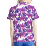 Purple Orchid Flower Pattern Print Women's Polo Shirt