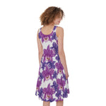 Purple Orchid Flower Pattern Print Women's Sleeveless Dress