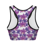Purple Orchid Flower Pattern Print Women's Sports Bra