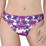 Purple Orchid Flower Pattern Print Women's Thong