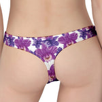 Purple Orchid Flower Pattern Print Women's Thong
