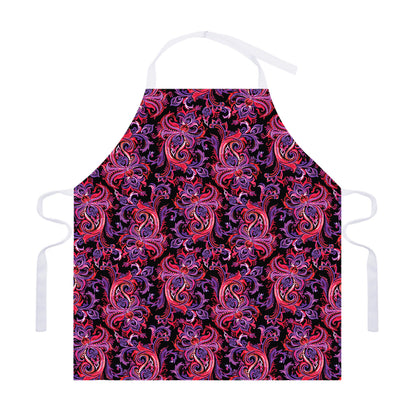 Purple Paisley Pattern Print Adjustable Apron