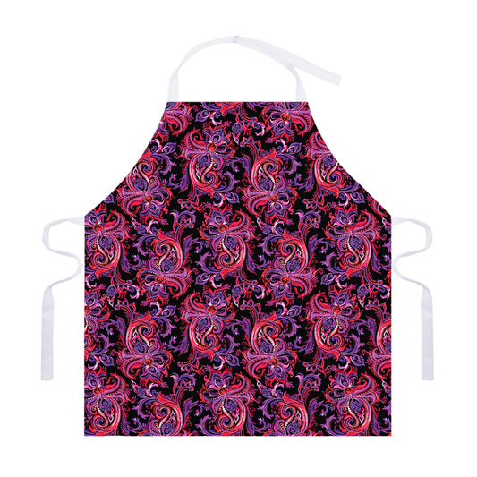 Purple Paisley Pattern Print Adjustable Apron