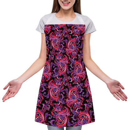 Purple Paisley Pattern Print Adjustable Apron