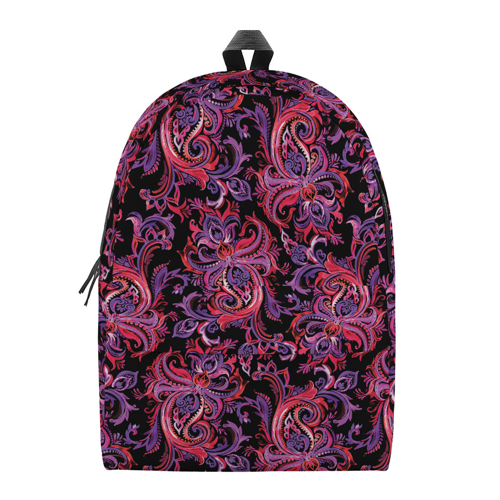 Purple Paisley Pattern Print Backpack