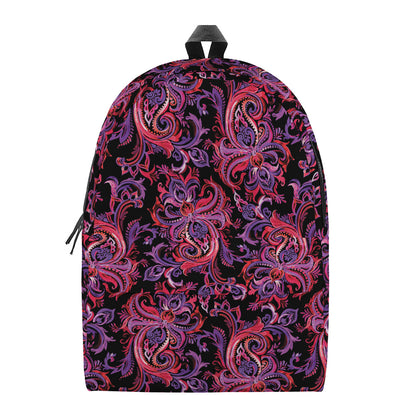 Purple Paisley Pattern Print Backpack