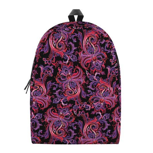 Purple Paisley Pattern Print Backpack