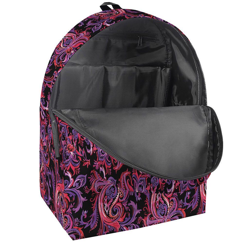 Purple Paisley Pattern Print Backpack