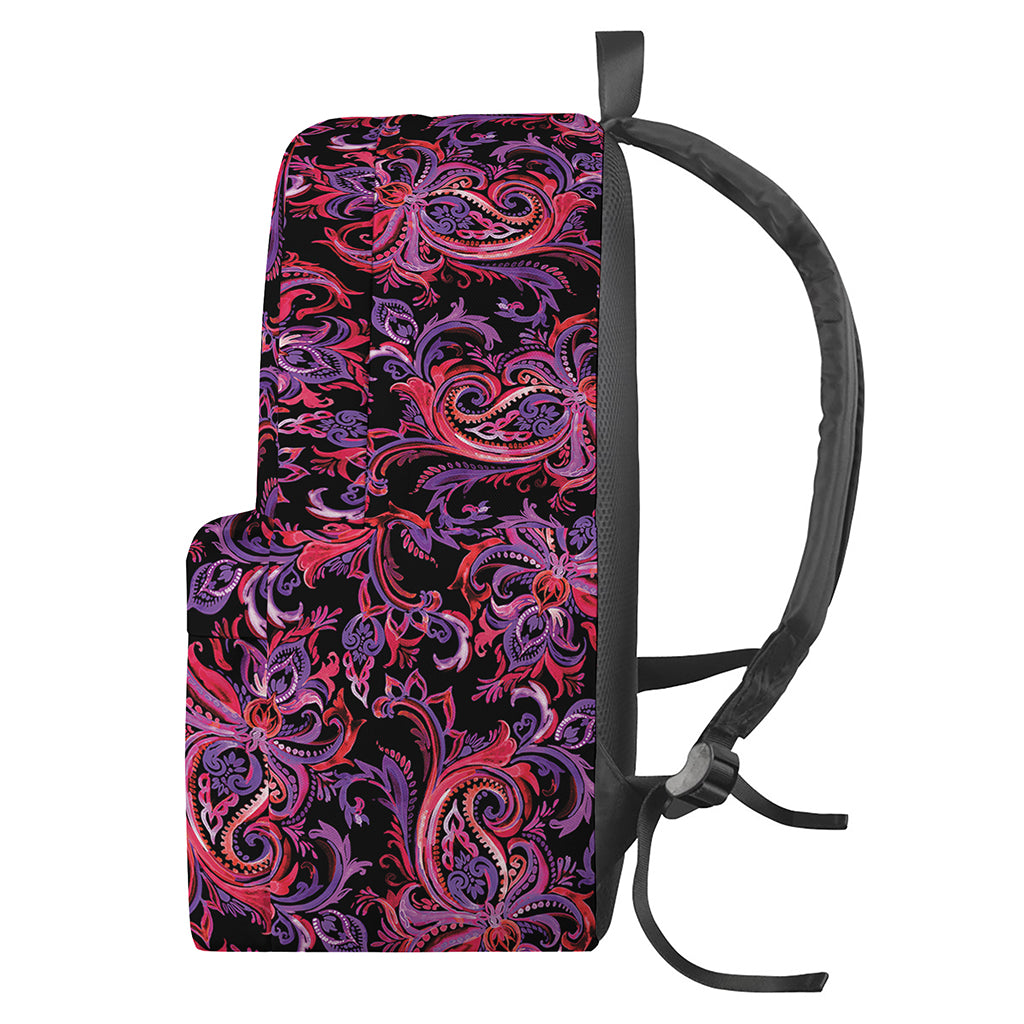 Purple Paisley Pattern Print Backpack