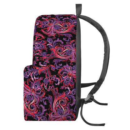 Purple Paisley Pattern Print Backpack