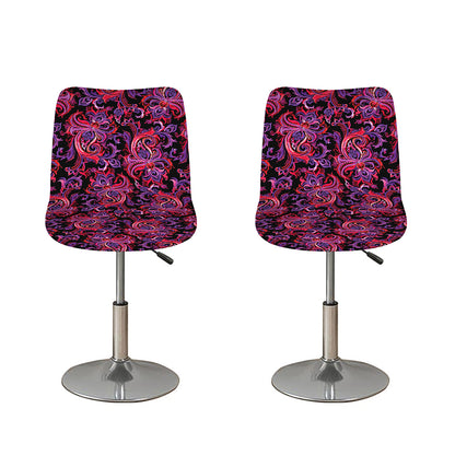 Purple Paisley Pattern Print Bar Stool Covers