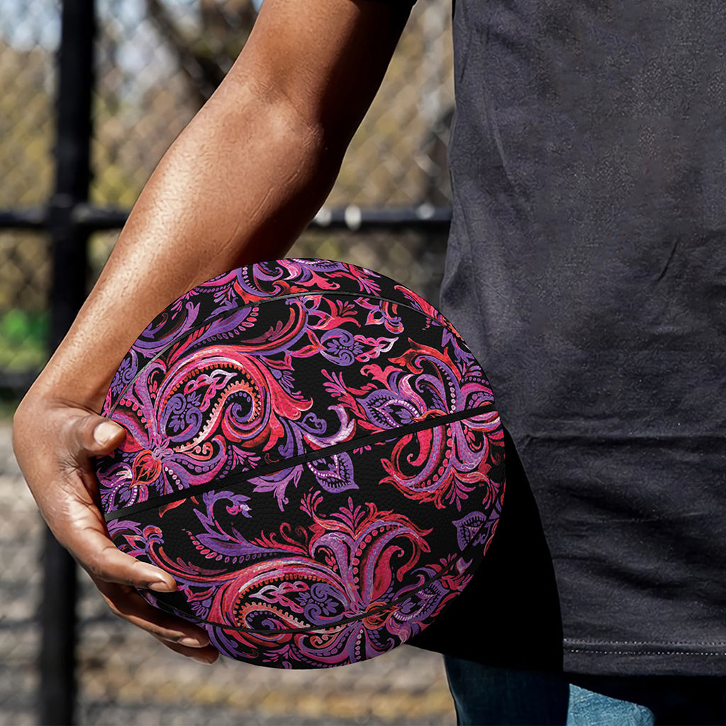 Purple Paisley Pattern Print Basketball