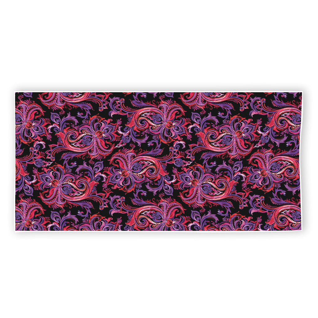 Purple Paisley Pattern Print Beach Towel