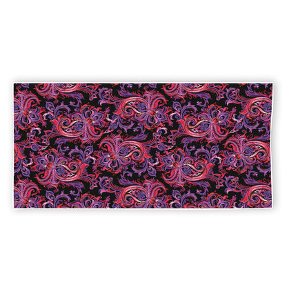 Purple Paisley Pattern Print Beach Towel
