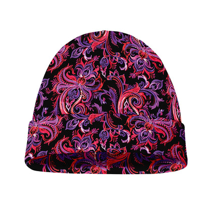 Purple Paisley Pattern Print Beanie