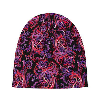 Purple Paisley Pattern Print Beanie