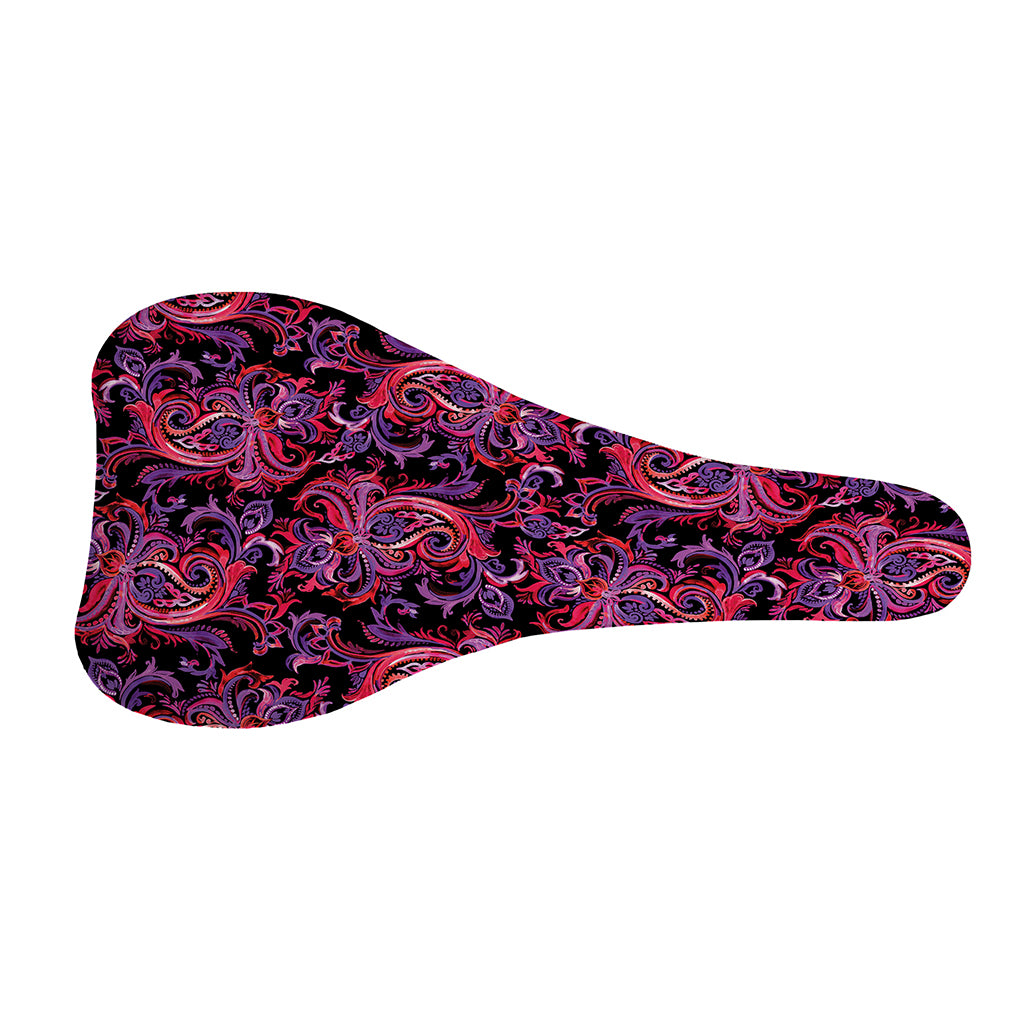 Purple Paisley Pattern Print Bicycle Seat Cover