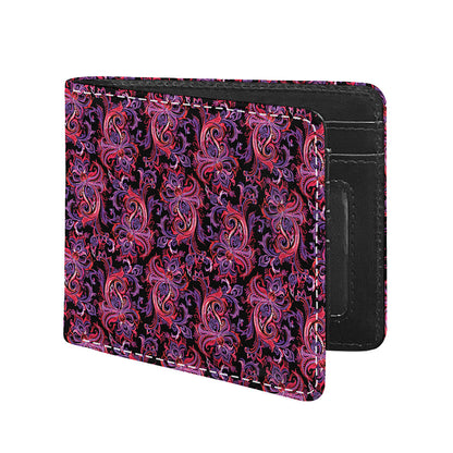 Purple Paisley Pattern Print Bifold Wallet