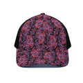 Purple Paisley Pattern Print Black Mesh Trucker Hat