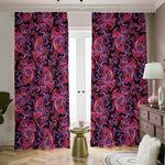 Purple Paisley Pattern Print Blackout Pencil Pleat Curtains