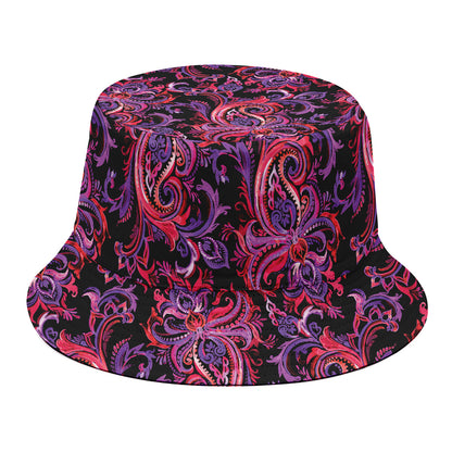 Purple Paisley Pattern Print Bucket Hat