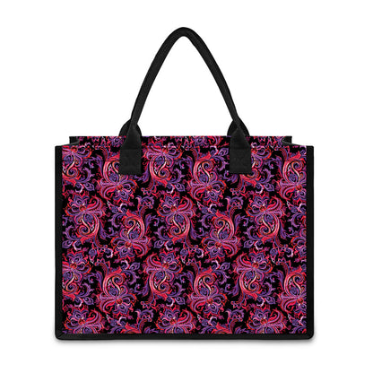 Purple Paisley Pattern Print Canvas Tote Bag