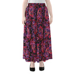 Purple Paisley Pattern Print Chiffon Maxi Skirt