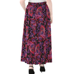 Purple Paisley Pattern Print Chiffon Maxi Skirt