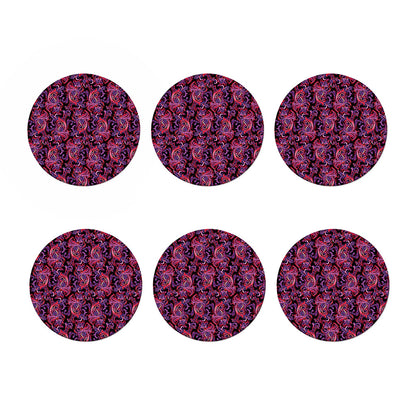 Purple Paisley Pattern Print Coaster Set