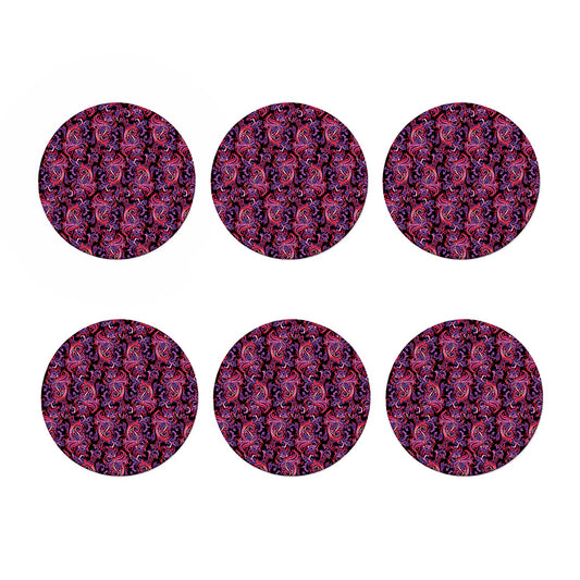 Purple Paisley Pattern Print Coaster Set