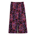 Purple Paisley Pattern Print Cotton Front Slit Maxi Skirt