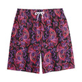 Purple Paisley Pattern Print Cotton Shorts