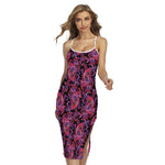 Purple Paisley Pattern Print Cross Back Cami Dress