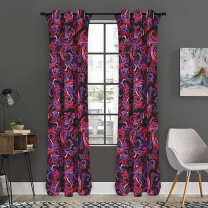 Purple Paisley Pattern Print Curtain