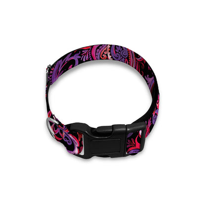 Purple Paisley Pattern Print Dog Collar