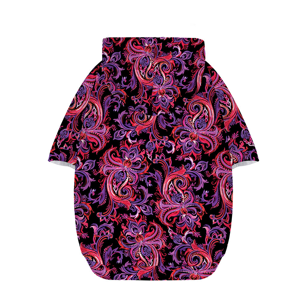 Purple Paisley Pattern Print Dog Zip Up Hoodie