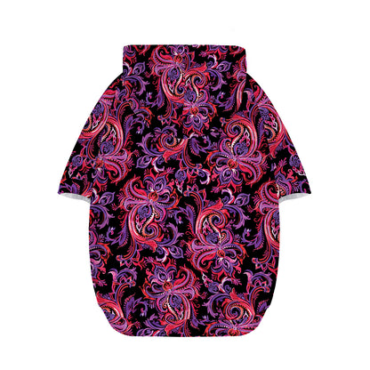 Purple Paisley Pattern Print Dog Zip Up Hoodie