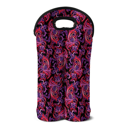 Purple Paisley Pattern Print Double Neoprene Wine Tote