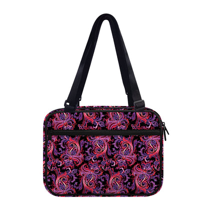 Purple Paisley Pattern Print Double Strap Bible Bag
